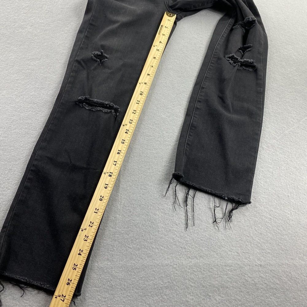 Paige Jeans Womens 27 Black Denim Pants Jacqueline Straight Distressed Casual - Picture 9 of 11